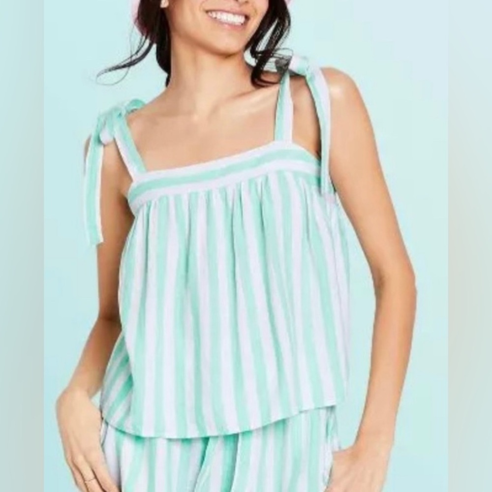 Stoney Clover Lane X Target Linen Blend Tie-Shoulder Summer Tank, sz S